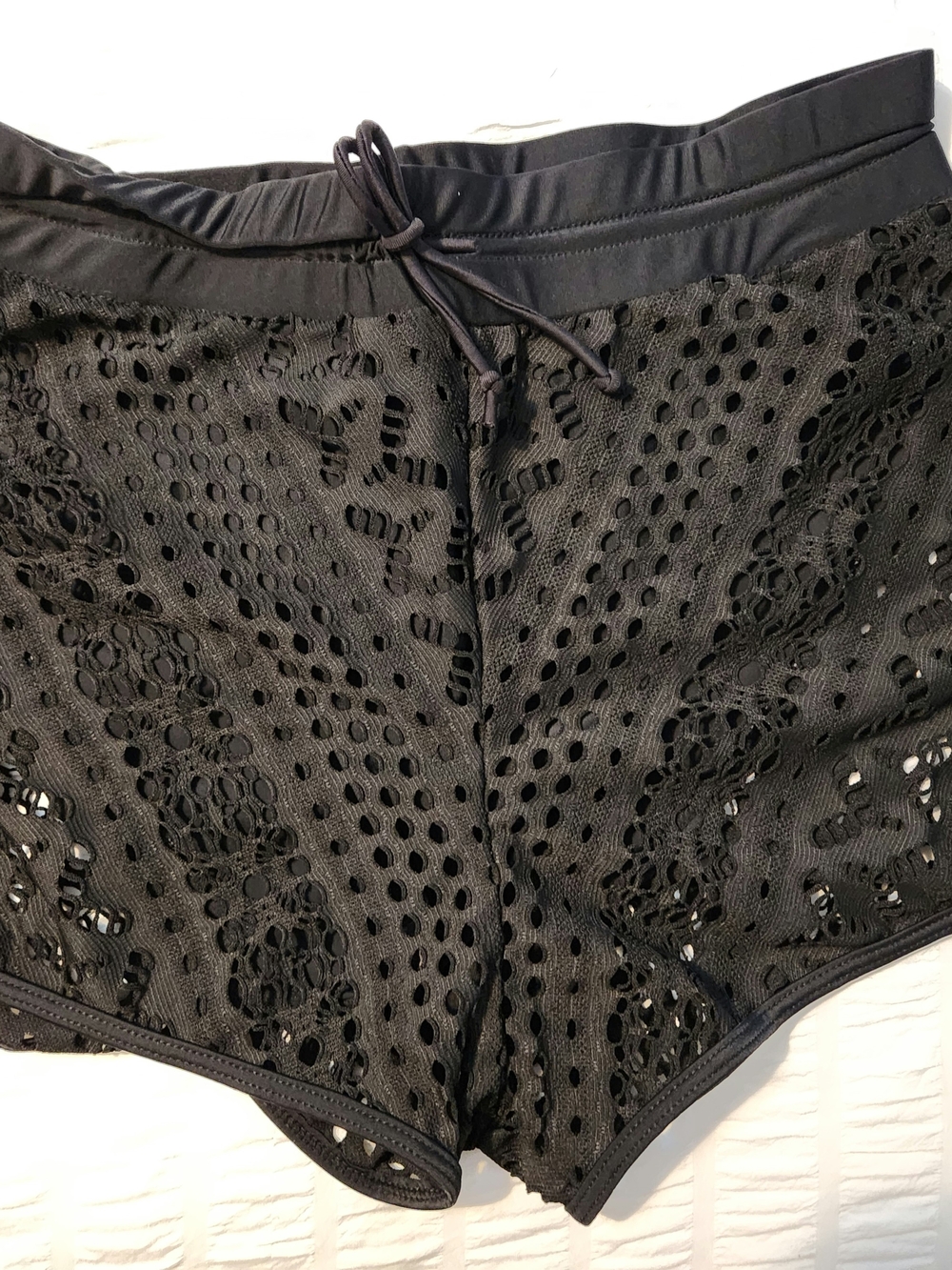 Black Lace Crochet Swim Shorts
